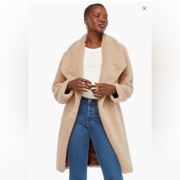 JustFab Drape Front Teddy Coat - Picture 2 of 6